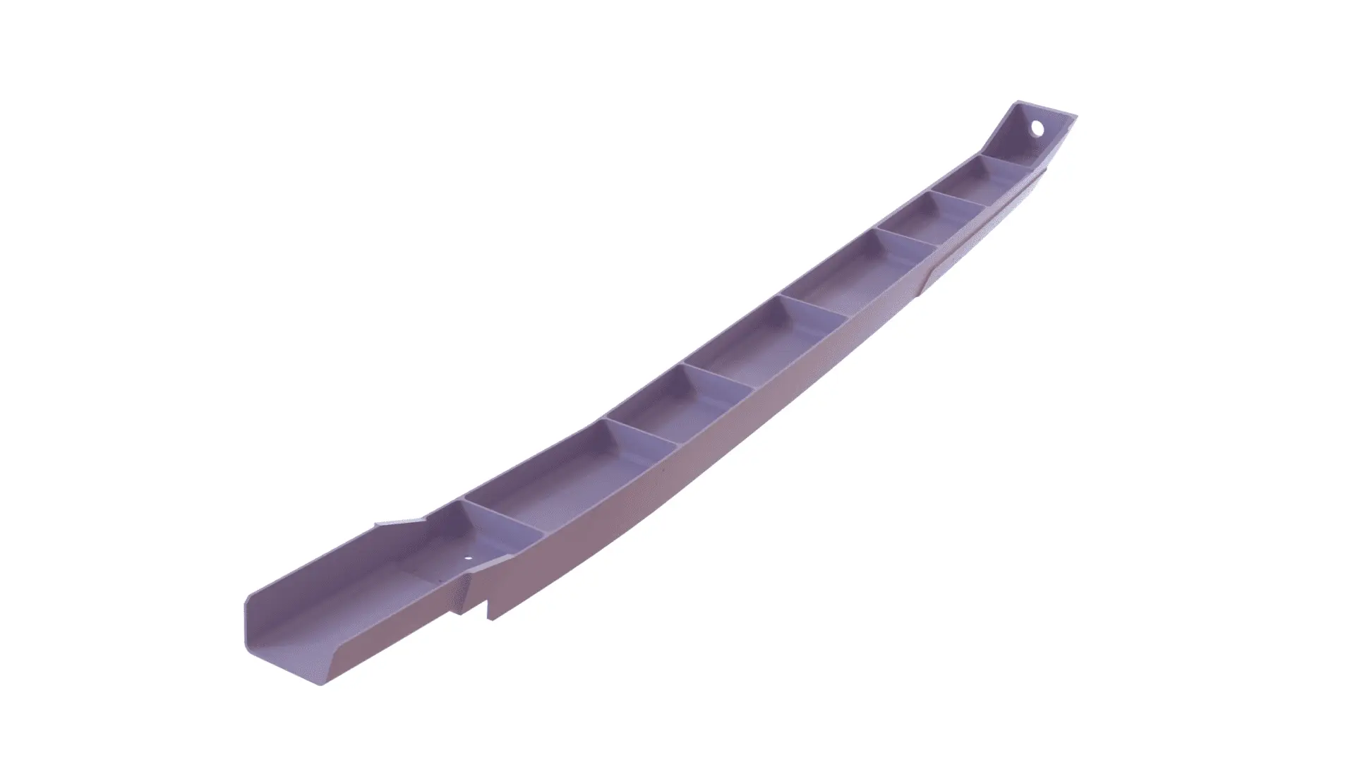 Tapered multi-bay airborne support rail