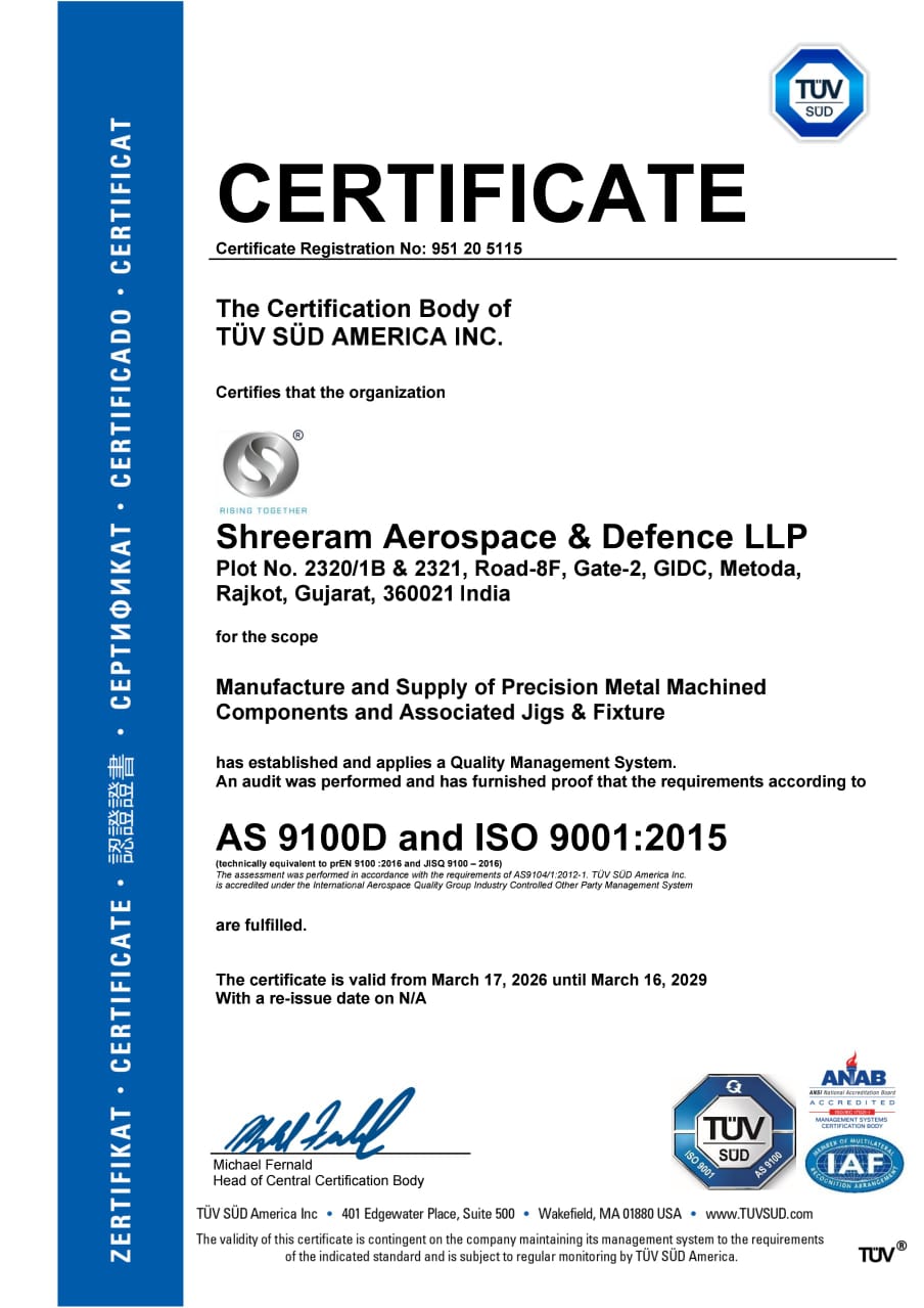AS9100D certificate Shreeram aerospace